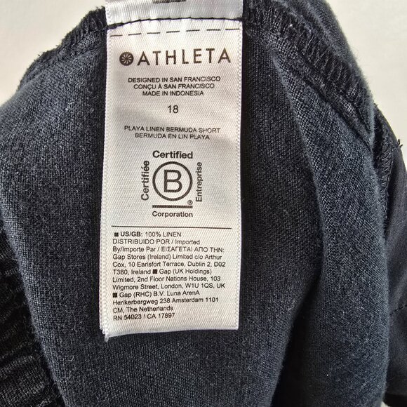 Athleta  Shorts Women 18 Black Linen Bermuda Playa Linen Bermuda Pull On Relaxed - Picture 7 of 8